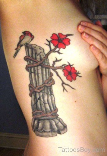 Flower Tattoo On Rib-TB12078