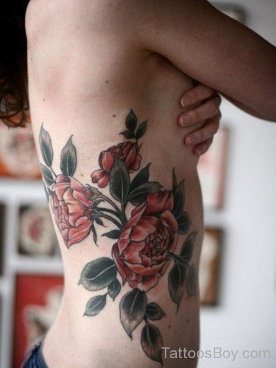 Flower Tattoo On Rib-TB12193