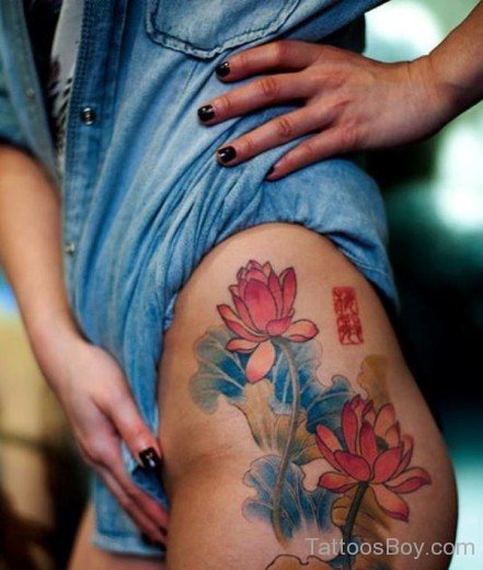 Flower Tattoo On Thigh-TB1271