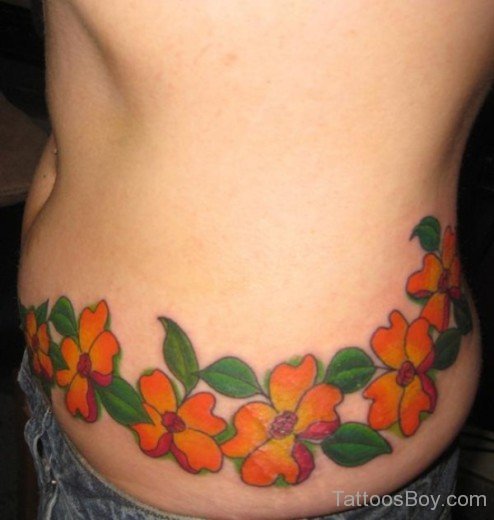 Flower Tattoo On Waist-TB1073