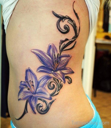 Flower Tatttoo On Rib-TB1075