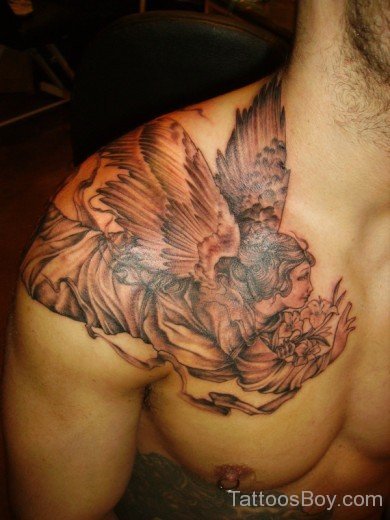 Flying Angel Tattoo On Chest-TB12079