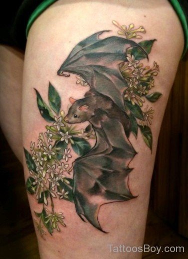 Flying  Bat Tattoo On Thigh-TB1268