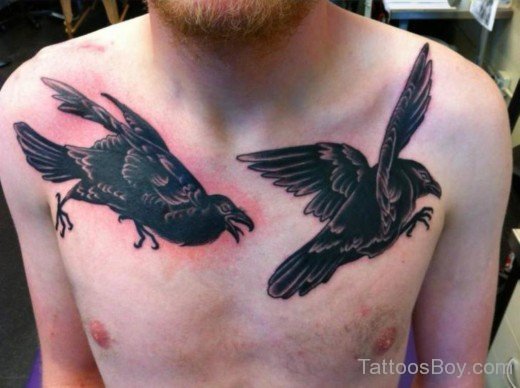Flying Crow Tattoo Design On Chest-TB1100
