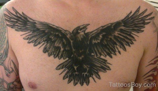 Flying Crow Tattoo On Chest-TB1102