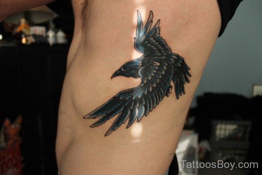 Flying Crow Tattoo On Rib-TB1103