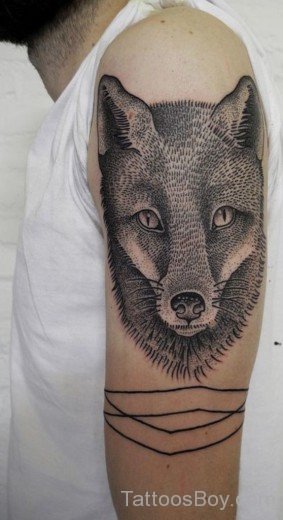 Fox Face Tattoo Design On Bicep-TB12062