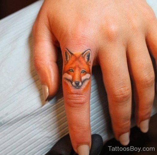 Fox Face Tattoo On Finger-TB12065