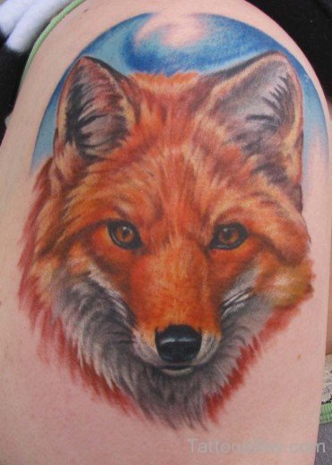 Fox Face Tattoo On Shoulder-TB12067