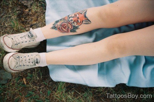 Fox Tattoo Design On Leg-TB12075