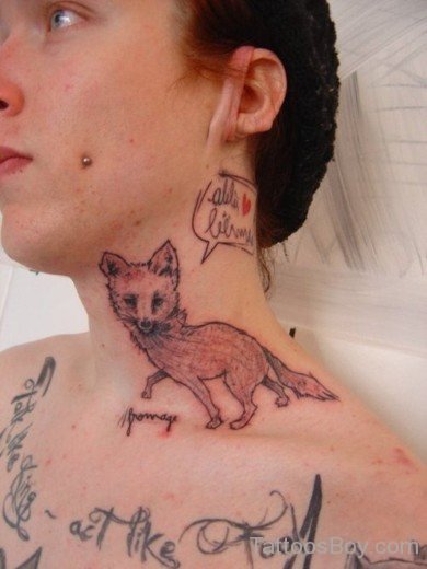 Fox Tattoo Design On Neck-TB12076