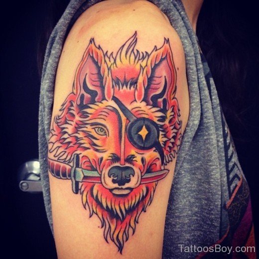 Fox Tattoo Design On Shoulder.-TB142