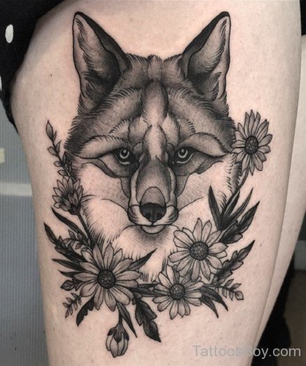 Fox Tattoo Design On Thigh-TB12081