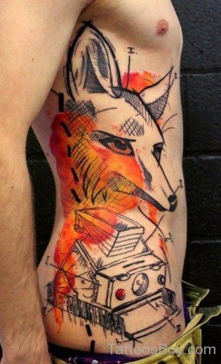 Fox Tattoo Design On rib-TB12077