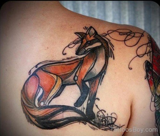 Fox Tattoo On Back-TB12091