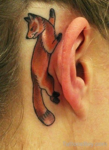 Fox Tattoo On Behind Ear-TB12094
