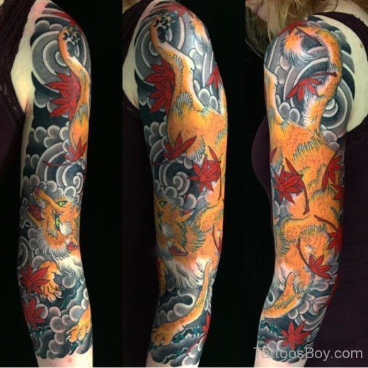 Fox Tattoo On Full Sleeve-TB147