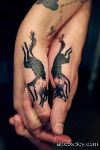 Fox Tattoo On HAnd-TB149