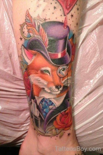 Fox Tattoo On Leg-TB108
