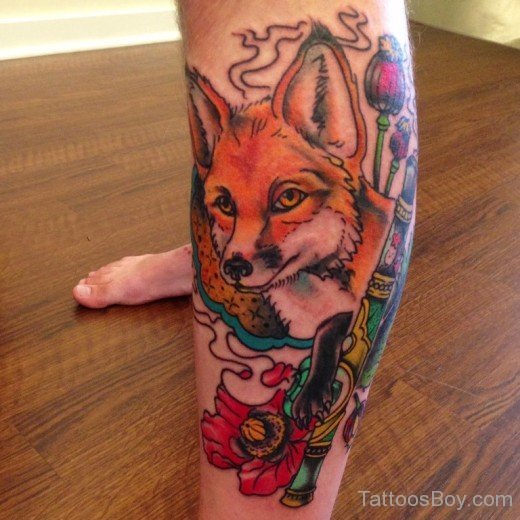 Fox Tattoo On Leg-TB151