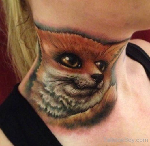 Fox Tattoo On Neck-TB12100