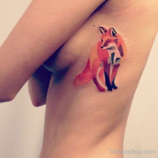 Fox Tattoo On Rib-TB12101