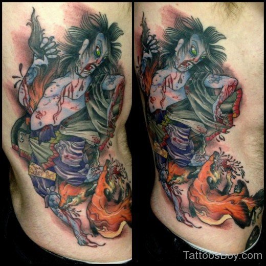 Fox Tattoo On Rib12-TB155