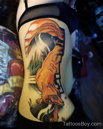 Fox Tattoo On Rib12-TB155