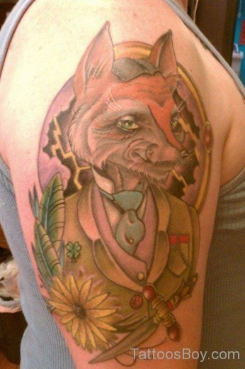 Fox Tattoo On Shoulder-TB156