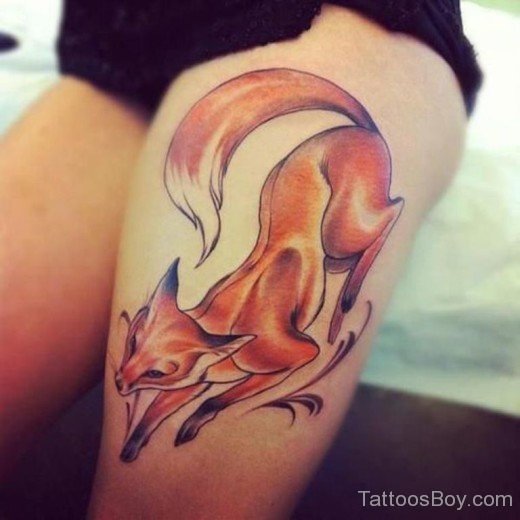 Fox Tattoo On Thigh-TB12062