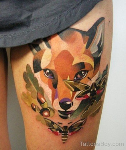 Fox Tattoo On Thigh-TB158