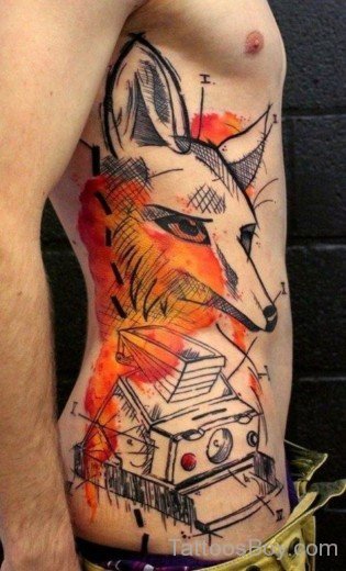 Fox Tattoo On rib-TB153