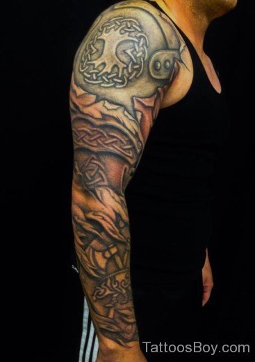 Funky Armor Tattoo On Full Sleeve-TB1098