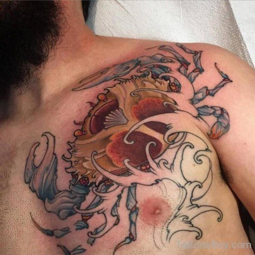 Funky Crab Tattoo On Chest-TB12108