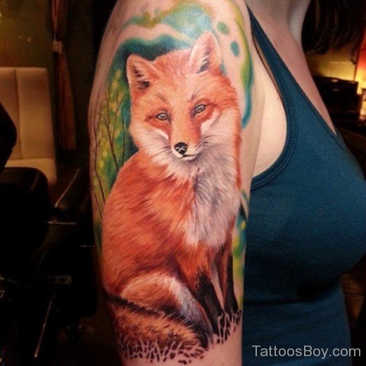 Funky Fox Tattoo On Half Sleeve-TB12113