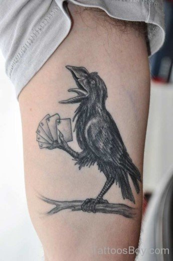 Funny Crow Tattoo On Bicep-TB1106