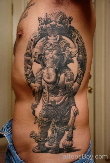Ganesha Tattoo On Rib-TB1093