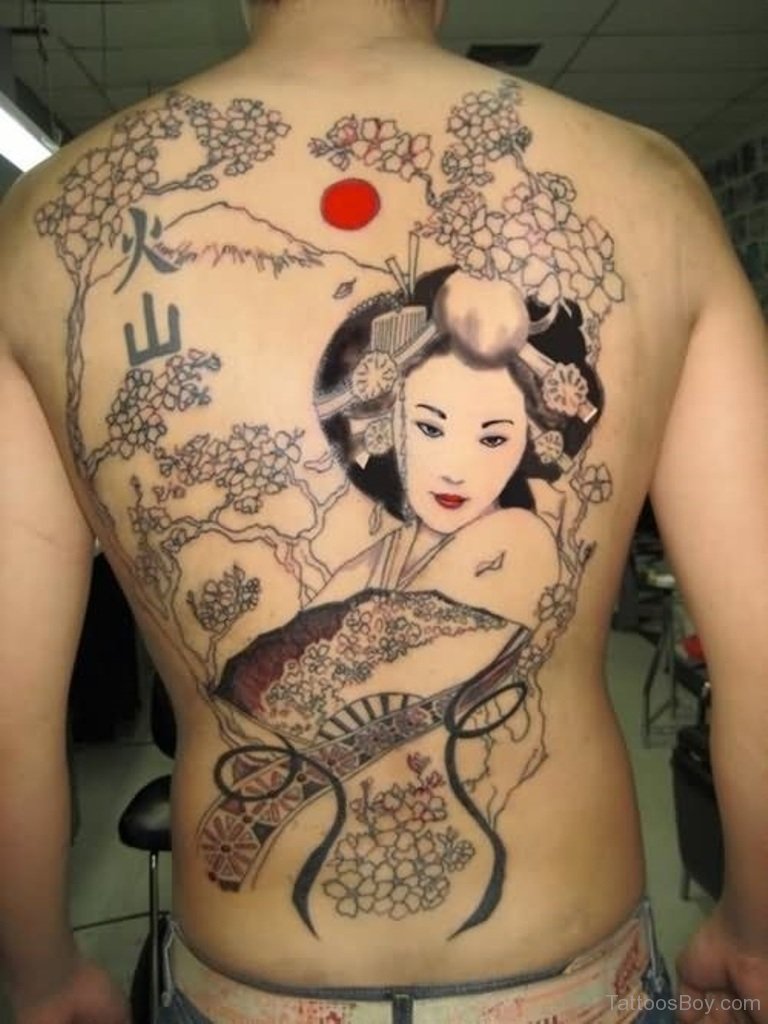 Geisha Girl Tattoo On Back.