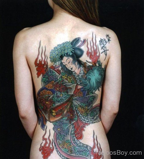 Geisha Tattoo On Back-TB12208
