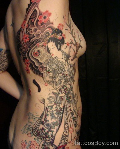 Geisha Tattoo On Rib-Tb1227