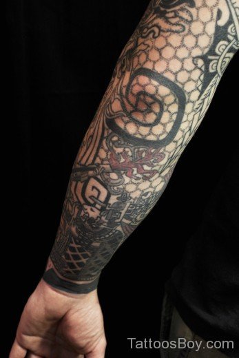 Geometric Dotwork Elbow Tattoo-TB1434