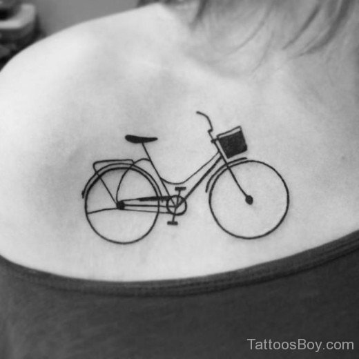 Girl Bicycle Tattoo On Chest-TB1258