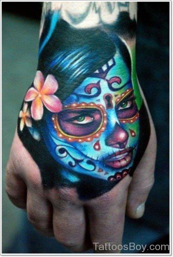 Girl Face Tattoo On Hand-TB12211