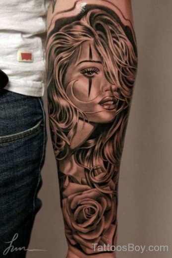 Girl Tattoo On Arm-TB163