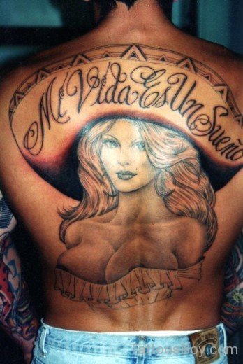 Girl Tattoo On Back