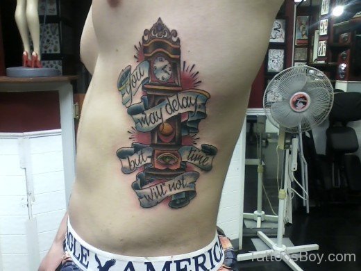 Grandfather Clock Tattoo on Rib-TB12088