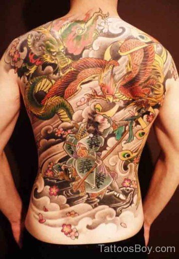 Great Chinese Dragon Tattoo On Back-TB12214