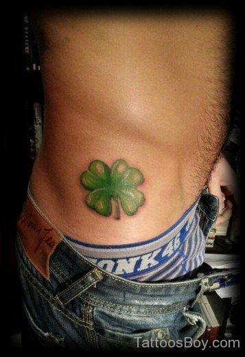 Green Clover Tattoo On Waist-TB12128