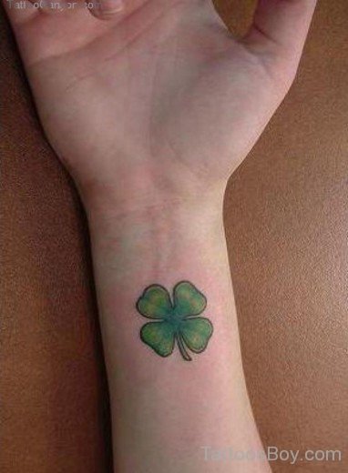 Green Clover Tattoo On Wrist 1-TB12129