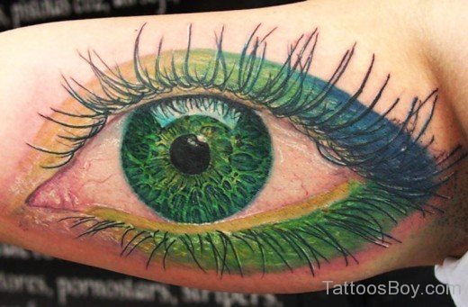 Green Eye Tattoo On Bicep-tb156